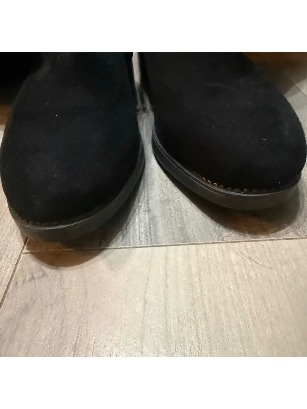 Tory Burch Over The Knee Boots Womens 7 Black Suede Leather Logo Riding Boots
